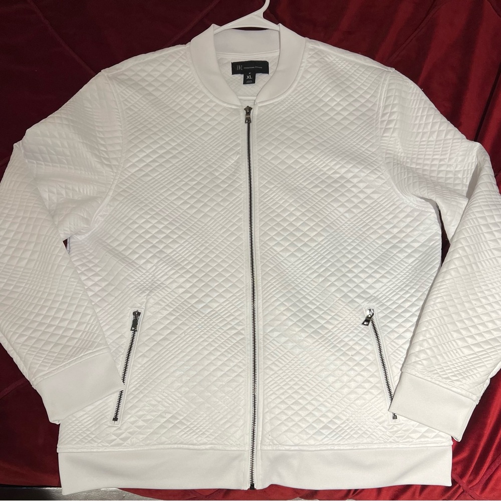 INC Internaltional Concepts Men's White Quilted Jacket Preloved